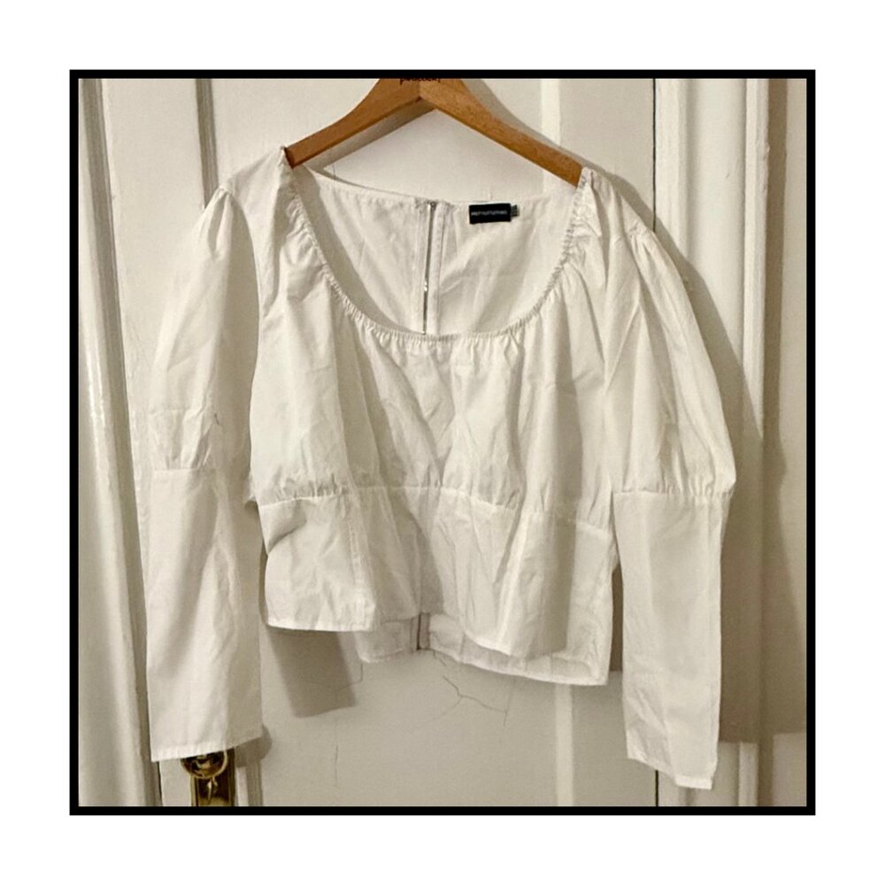Pretty Little Thing Cropped White Blouse Size 3X